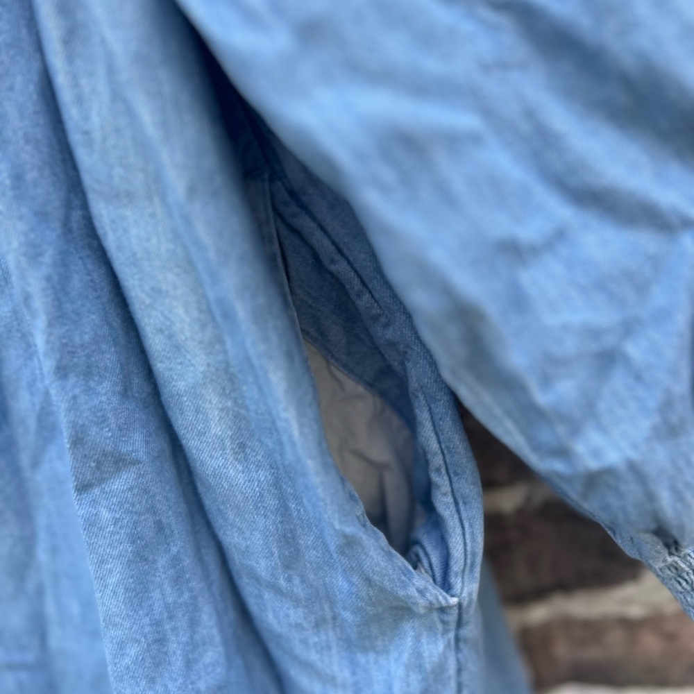 Old Navy XL Tall chambray Denim peasant Blue balloon puff Sleeve Dress - Picture 5 of 7